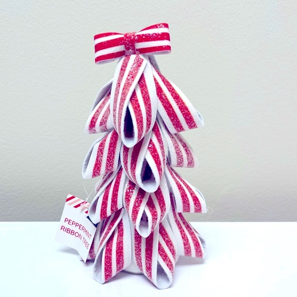 NWT Target Bullseye Playground 8” Peppermint Ribbon Trees, Holiday decor - Picture 3 of 3